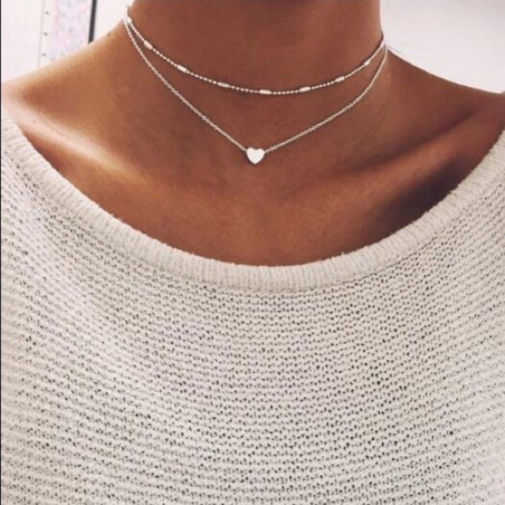 “Anywhere You Go” Heart Choker Layered Necklace - Picture 1 of 4